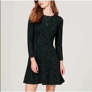 LOFT Jacquard Fit & Flare Dress 2T dark academia whimsigoth witchy mobwife
